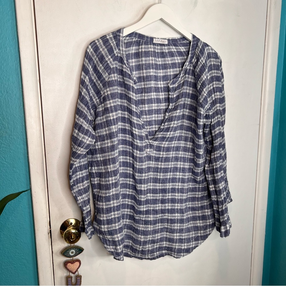 Free people X CP shades linen striped blouse